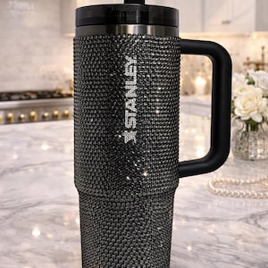 30 oz. Flip Top Black Diamond Rhinestone Stanley Cup