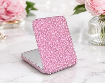 Rhinestone LED Light Up Compact Mirror