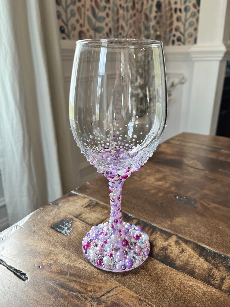 White Wine Glass Rhinestone Wine Glass Blinged Glass Rhinestone Cup