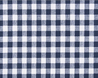 Navy Blue Check Fabric, Premier Prints Buffalo Plaid Italian Denim, Upholstery, Home Decor, Gingham Fabric by the Yard, Modern Farmhouse