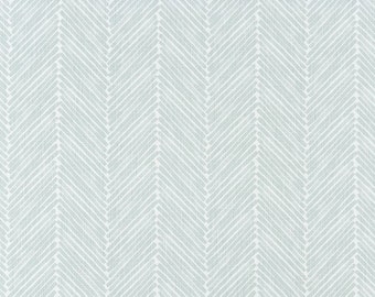 Aqua Blue and White Herringbone Upholstery Fabric by the Yard, Premier Prints Griffen Snowy Blue Slub Canvas, Chevron, Designer Home Decor