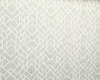 Neutral Abstract Geometric Fabric by the Yard, Premier Prints Alpine Fog Slub Canvas, Gray & White, Upholstery Drapery, Modern, Greige
