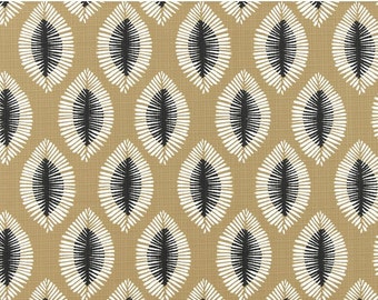 Tan and Black Outdoor Bohemian Attitude Fabric, Leaf Print, Premier Prints Hayden Stucco, or Color Choice, UV Polyester Fabric, 54" Wide