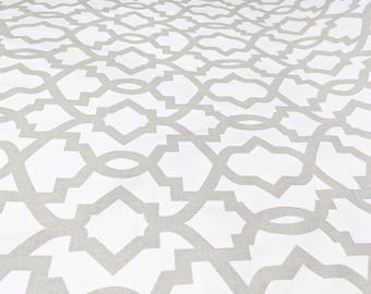Gray Contemporary Geometric Print Fabric by the Yard, Premier Prints Sheffield French Grey on White, Home Decor, Upholstery Drapery, Neutral