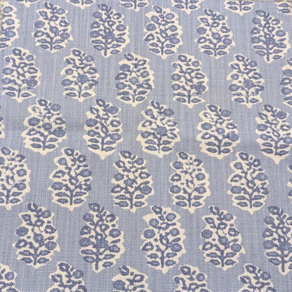 Tela de tapicería de lino y algodón con estampado floral azul, 137 cm de ancho, estampado botánico natural, Premier Prints Perry Stonewash