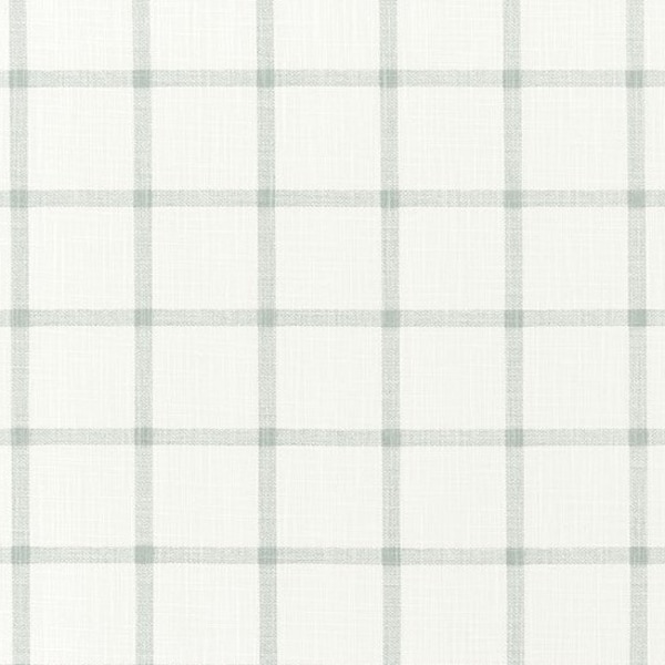 Soft Green Windowpane Plaid Upholstery Fabric, Light Green & White Check, Fabric by the Yard, Premier Prints Aaron Waterbury Slub, Cotton