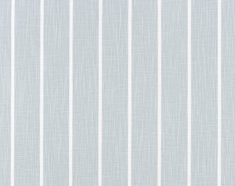 Slate Blue & White Striped Fabric, Light Blue Stripes, Fabric by the Yard, Premier Prints Windridge Mineral Blue Slub, Cotton Canvas, 54"