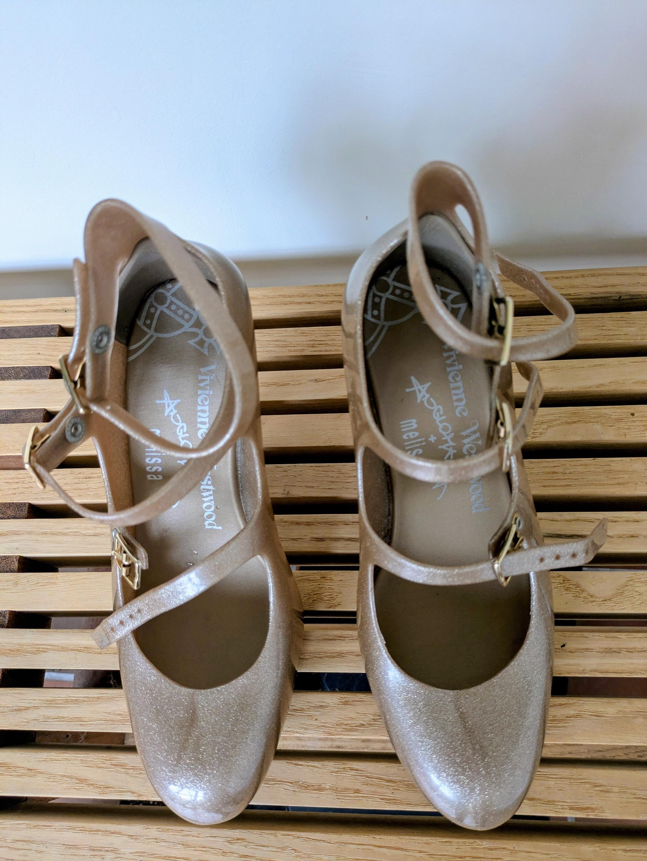 Vivienne Westwood - Anglomania + Melissa Gold Glitter Pumps. EU