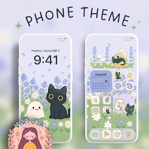 bluebell phone theme iOS theme android theme cute phone icons ghost spring wallpaper kawaii theme ipad theme tablet wallpaper books