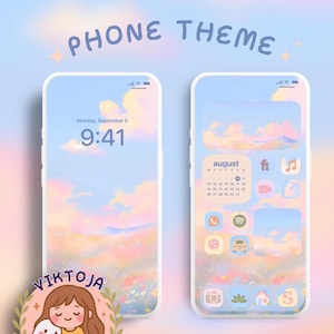 dreamy pastel 2 phone theme iOS theme android theme cute phone icons moon wallpaper kawaii theme iPad theme tablet wallpaper aesthetic iPad