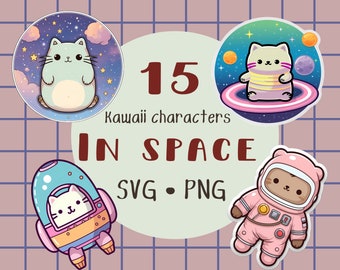Space Cat svg kawaii svg galaxy png space clipart kawaii digital stickers svg pod svg cozy cat png rocket svg ufo commercial use