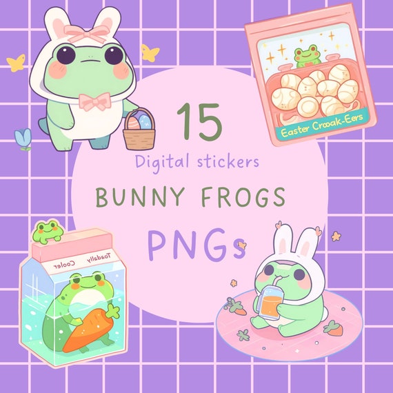 Kawaii Frog PNG Stickers, Anime Chibi Clipart (Commercial Use)