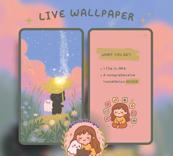 soft sky 2 Cat Live Wallpaper: Kawaii Hygge iOS/Android (MP4)