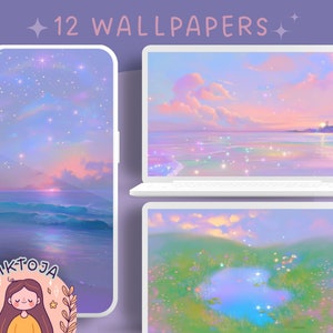 Sparkle landscape pastel wallpaper meadow wallpaper lofi wallpaper anime wallpapers 4k wallpaper aesthetic desktop wallpaper cute wallpaper