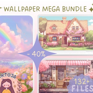Papier peint rose MEGA bundle écran de veille kawaii tablette anime fond d'écran sakura anime fond joli pastel pastel économiseur d'écran bureau esthétique