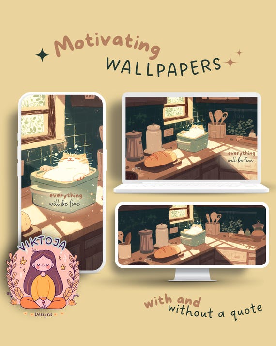 Loaf Cat Motivational Wallpaper for Desktop, Mobile, Ultrawide (Digital Download)