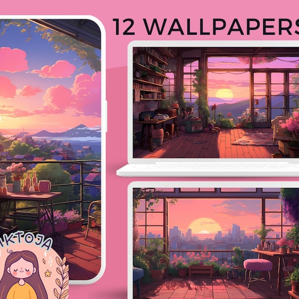 Ghibli pink Dreamy wallpaper sunset wallpaper pastel wallpaper anime wallpapers 4k wallpaper aesthetic cozy desktop wallpaper cute wallpaper