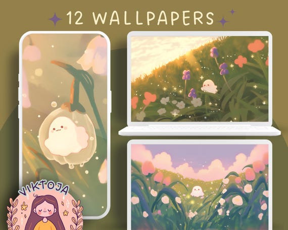 Ghost Wallpaper: Kawaii Phone & Desktop Backgrounds (Digital Download)