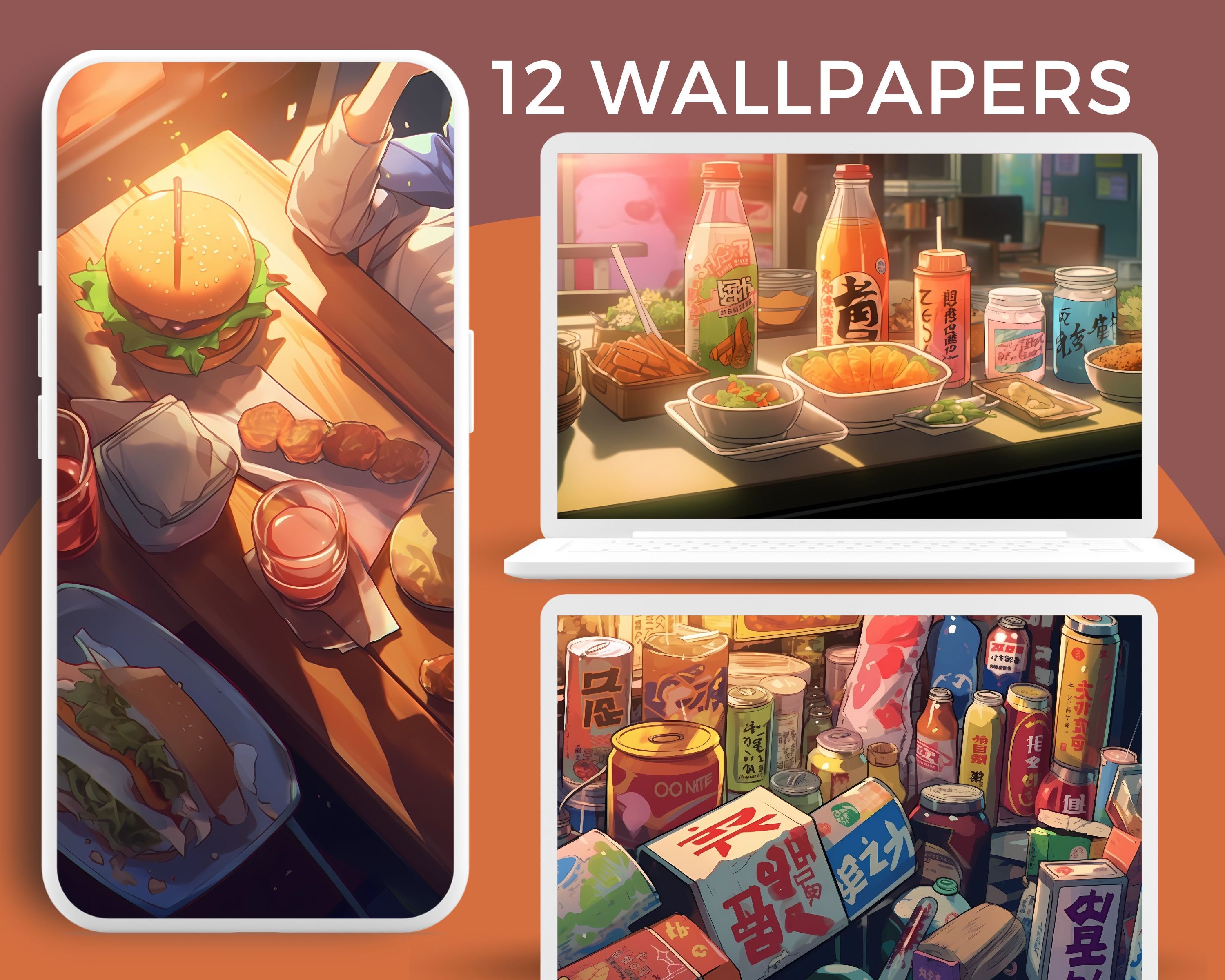 Anime Food Wallpaper Anims Wallpapers Anime Screensaver Cute - Etsy