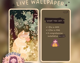 Blühende Kätzchen Live Wallpaper: Kawaii Hintergrund (MP4 & PNG)