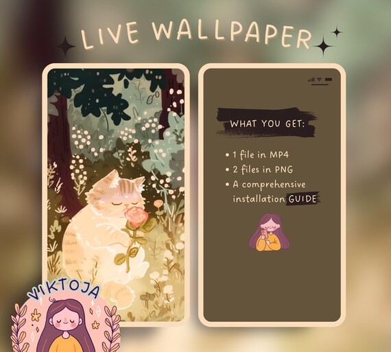 Blooming Kitty Live Wallpaper: Kawaii iOS/Android Background (MP4 & PNG)
