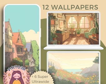 Studio Anime Wallpaper gemütlichen Bildschirmschoner Tapete Blumen Anime druckbare Bildschirmschoner ästhetischen Desktop japanisch jpg