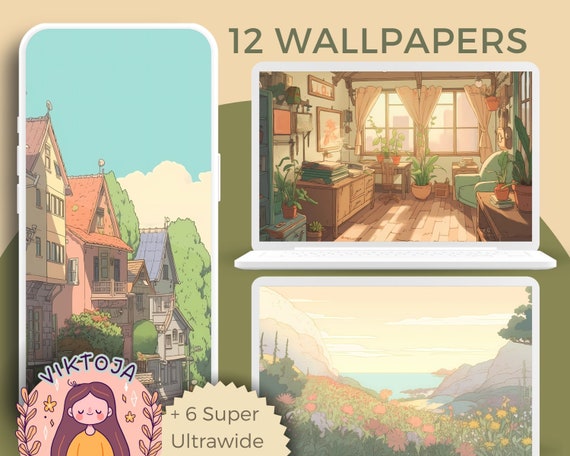 Studio Ghibli Anime Wallpaper: Cozy Pastel Screensaver (Digital Download)