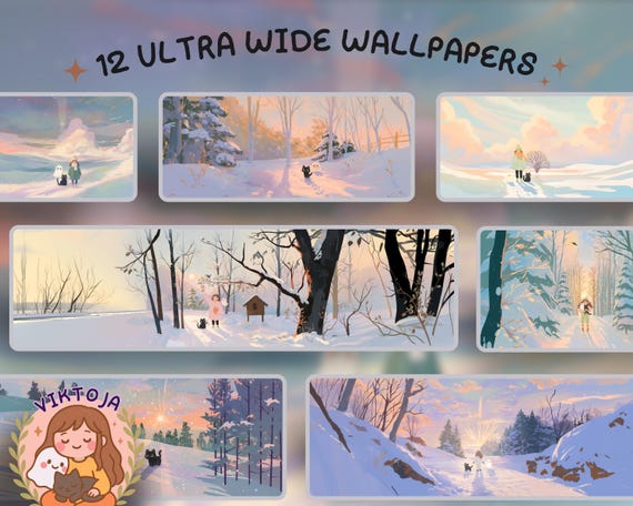 January sunlight Ghosty and inky winter Desktop Wallpaper | Kawaii Cozy Lofi (Digital Download)