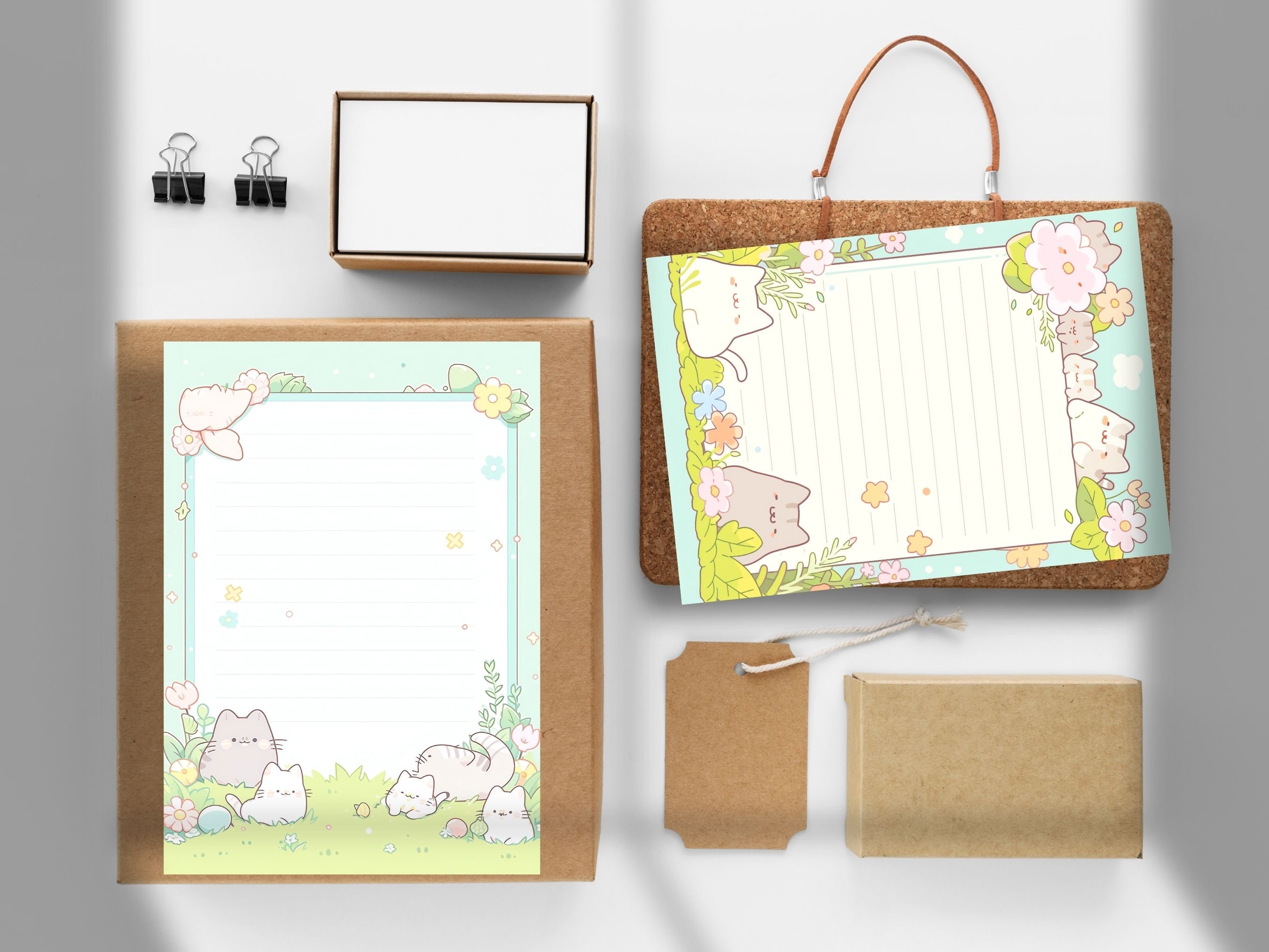 Kawaii Cats Stationary Printable Kawaii Pages Pastel Lined - Etsy