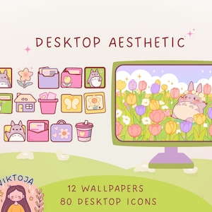 Spring flower wallpaper tulip wallpaper sakura cozy Wallpaper desktop wallpaper kawaii icons anime wallpaper floral desktop organizer