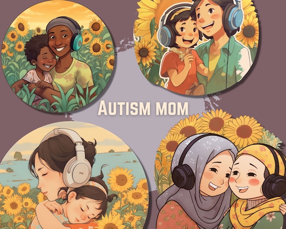 Autism Mom Sunflower PNG Bundle: Mother's Day Clipart (Digital Download)