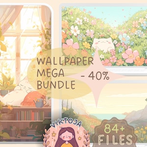 Mixed wallpaper MEGA bundle kawaii screensaver tablet ghibli wallpaper sakura anime background cute pastel screen saver aesthetic desktop