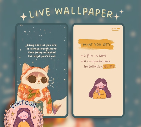 Sassy Cat Live Wallpaper: Kawaii Hygge iOS Android (MP4)