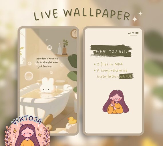 Bubble Bunny Live Wallpaper: Kawaii Hygge iOS Android (MP4)