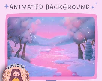 Gezellige winter Vtuber-geanimeerde achtergrond: Kawaii Lofi Stream-overlay (MP4)