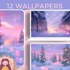 Dreamy winter wonderland wallpaper holiday wallpaper lofi wallpaper Christmas wallpaper aesthetic desktop anime wallpaper cute wallpaper