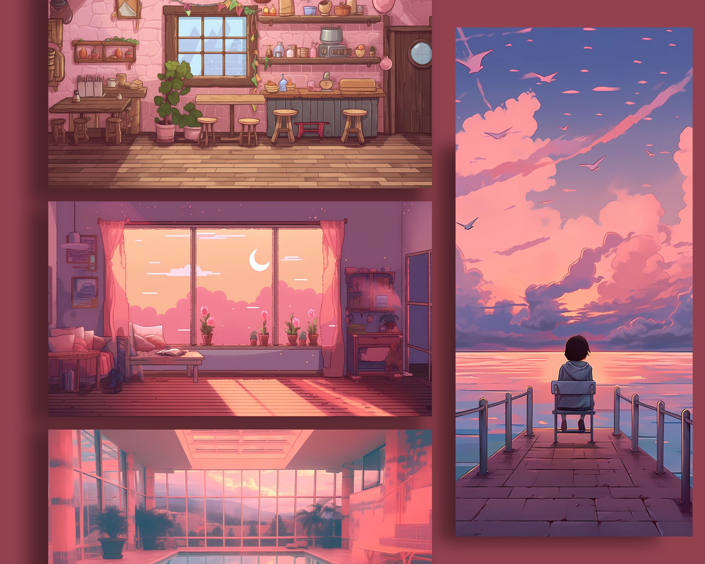 Pink Wallpaper MEGA Bundle Kawaii Screensaver Tablet Ghibli Etsy