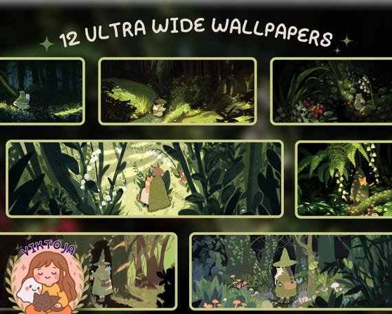 Forest fairy Desktop Wallpaper: woodland whimsical (Digital Download 12-Pack)