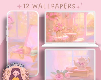 Pastel Peony Desktop Wallpaper Set, Cozy (Digital Download