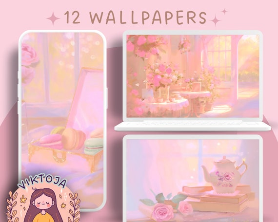 Pastel Peony Desktop Wallpaper Set, Cozy (Digital Download