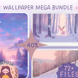 Winter wallpaper MEGA bundle snow screensaver tablet ghosts wallpaper anime background kawaii screen saver aesthetic desktop wallpaper