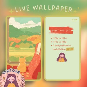 Train Cat Live Wallpaper: Kawaii iOS/Android Phone Background (MP4 & PNG)