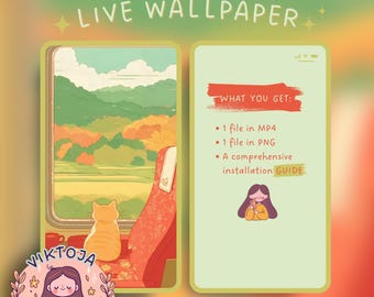Train Cat Live Wallpaper: Kawaii iOS/Android Phone Background (MP4 & PNG)