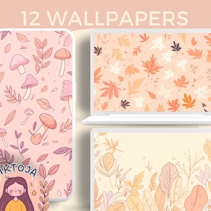 Semplice autunno l Carta da parati foglie pastello carta da parati rosa desktop accogliente carta da parati simpatico salvaschermo sfondo autunnale carta da parati autunnale