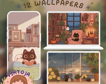 Autumn Hygge Wallpaper: Cozy Fall Desktop & Mobile Backgrounds (Digital Download)
