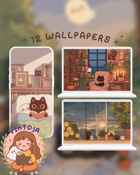 Autumn Hygge Wallpaper: Cozy Fall Desktop & Mobile Backgrounds (Digital Download)