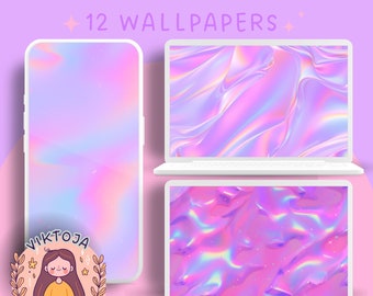 Holographic Aura Wallpaper Set: Lofi Pastel Desktop Backgrounds (Digital Download)