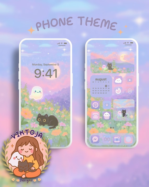 Pastel Phone Theme: Summer Icons, Spring Wallpaper (Digital Download)