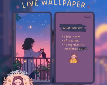 Anime Girl Live Wallpaper: Kawaii Hygge iOS Android (MP4 & PNG)