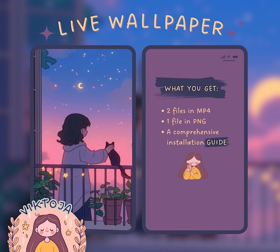 Anime Girl Live Wallpaper: Kawaii Hygge iOS Android (MP4 & PNG)